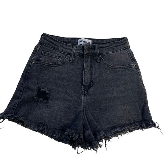ABOUND Black Distressed Cutoff Jean Denim Shorts 25 High Waist - Picture 1 of 3